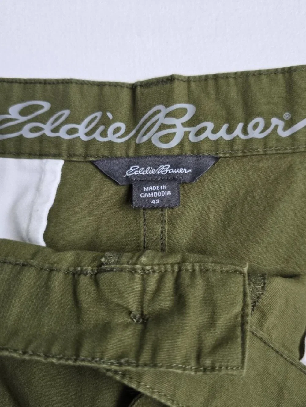 Eddie Bauer Men's Classic Fit Canvas Utility Shorts TWO pairs 42 Blue and Green